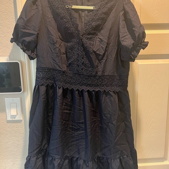 SHEIN Navy Blue Lace Midi Dress - Picture 1 of 4